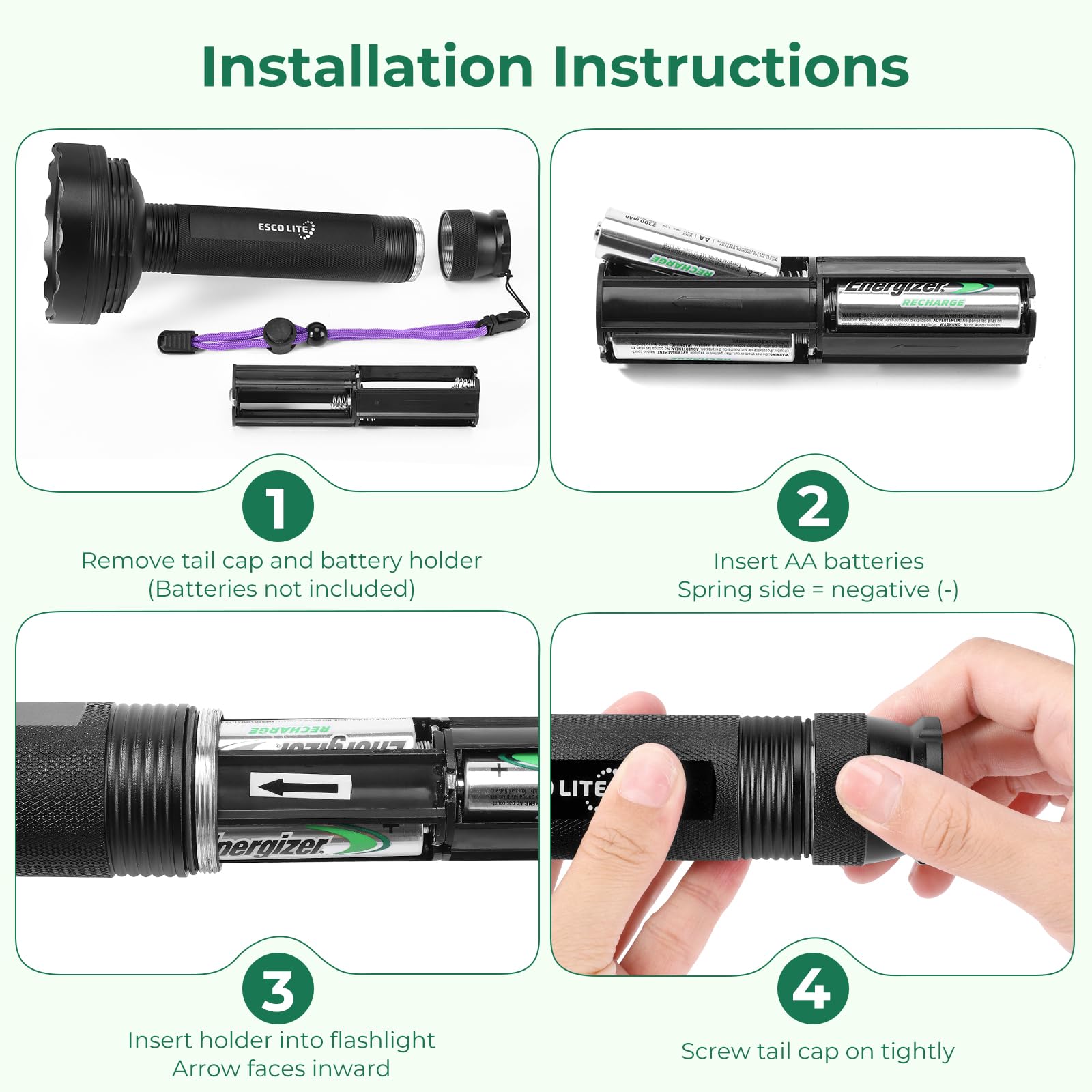 ESCO LITE 128 LEDs provide wide field scanning for quick checks.