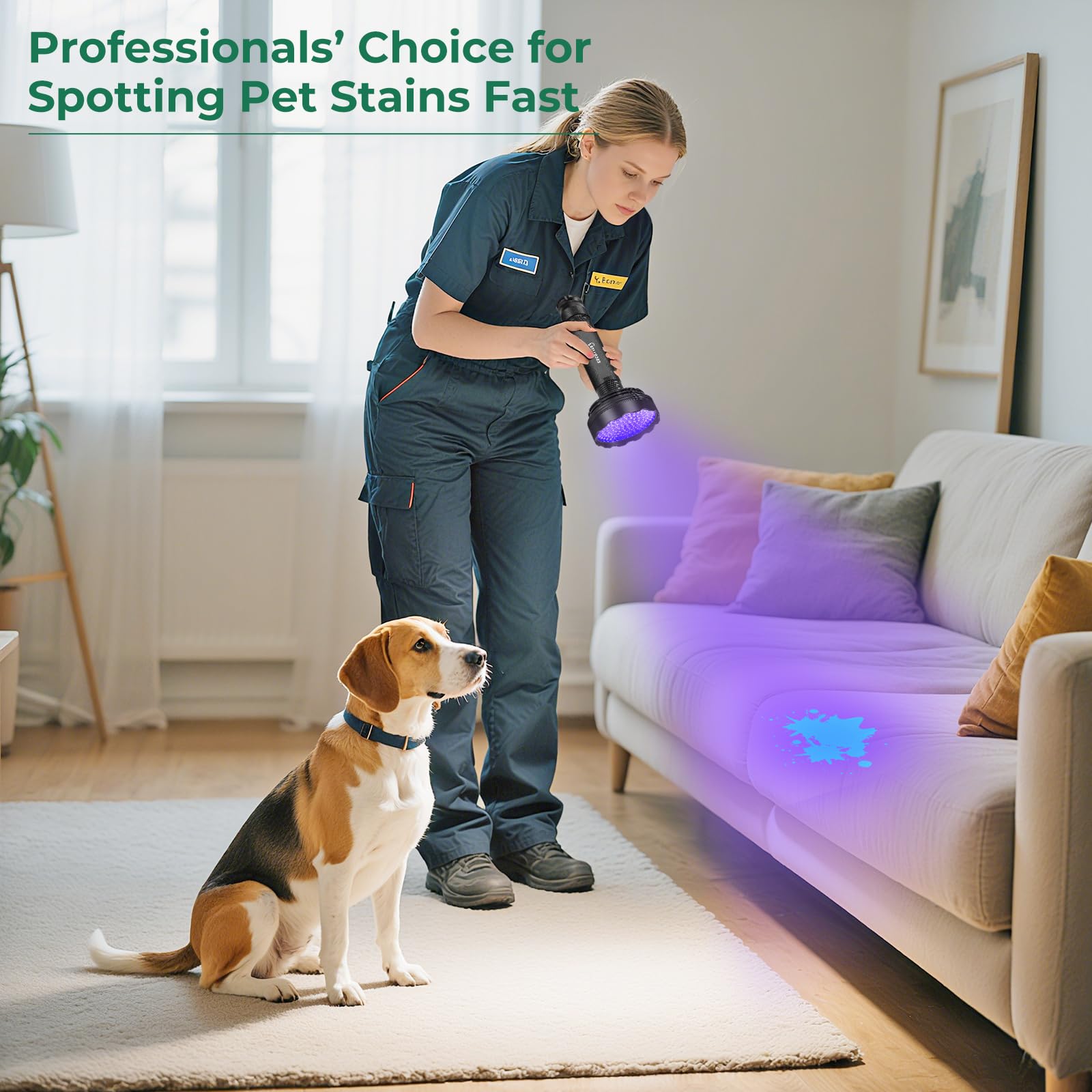 ESCO LITE UV flashlight runs on six AA batteries for long sessions.