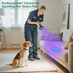 ESCO LITE UV flashlight runs on six AA batteries for long sessions.