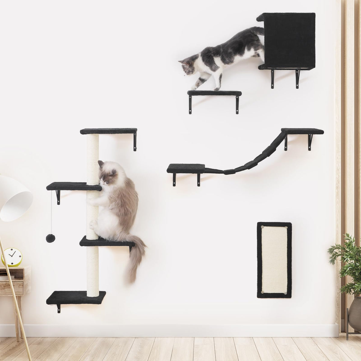 ESOTTE cat wall house in black finish offers a cozy resting nook for your cat