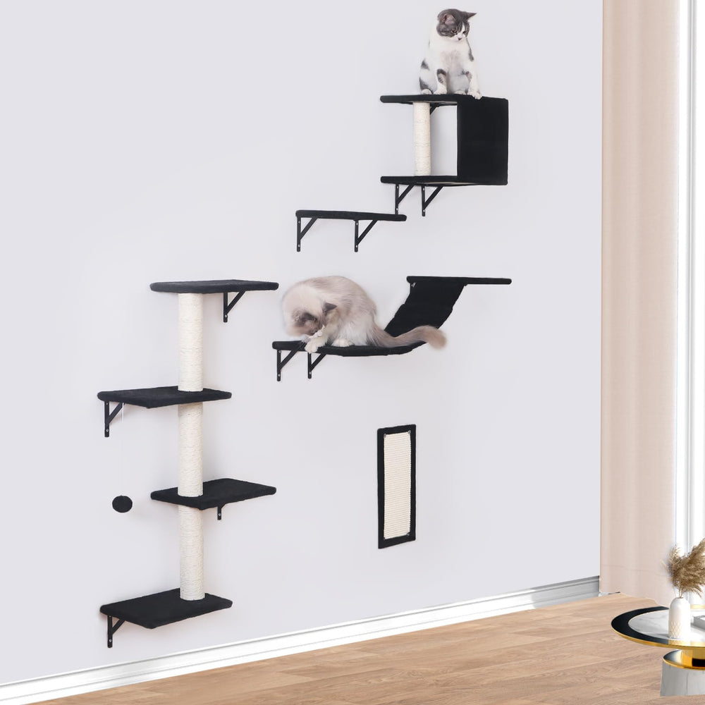 ESOTTE complete 5-piece cat wall set in black blends with modern decor
