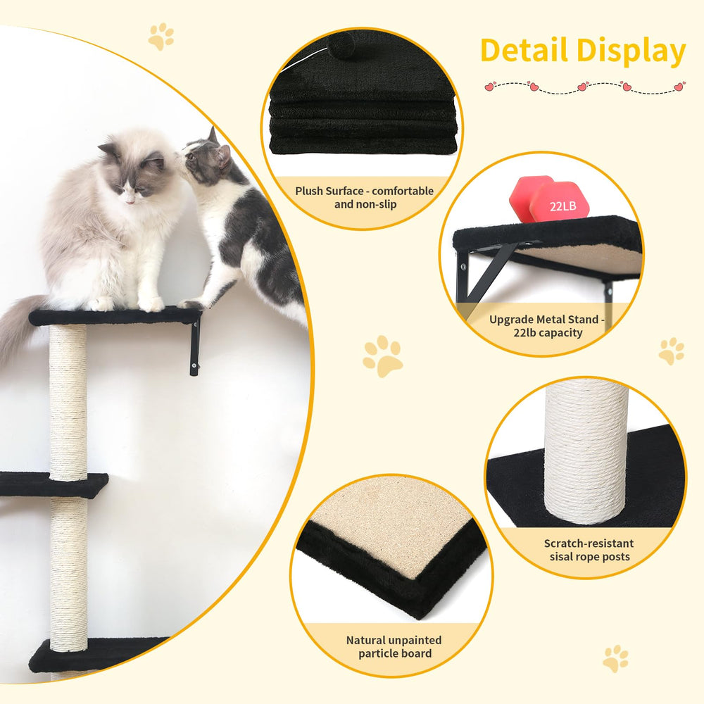 ESOTTE cat wall tree in black adds height and a resting spot for cats