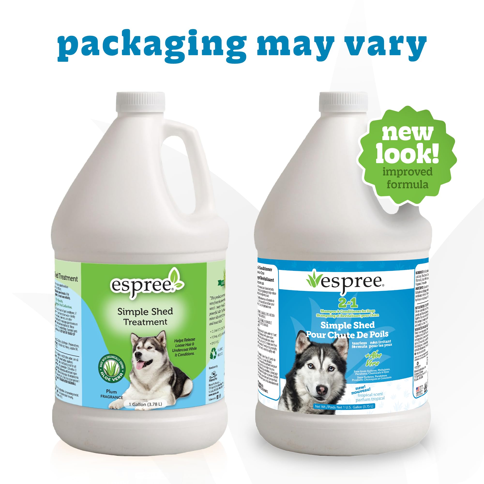 Espree Simple Shed Treatment massaged into coat for moisturized, softer fur.