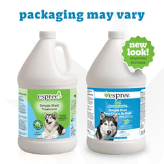 Espree Simple Shed Treatment massaged into coat for moisturized, softer fur.