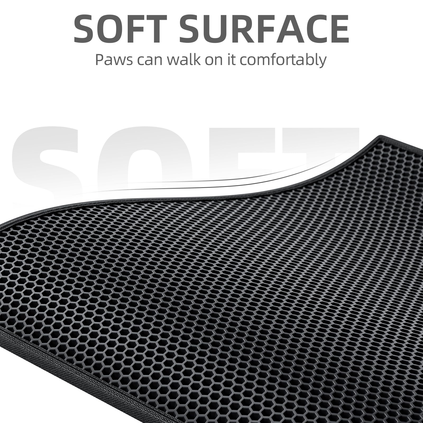 ESTHELLO cat litter mat large bottom layer trap demonstrates double-layer system.
