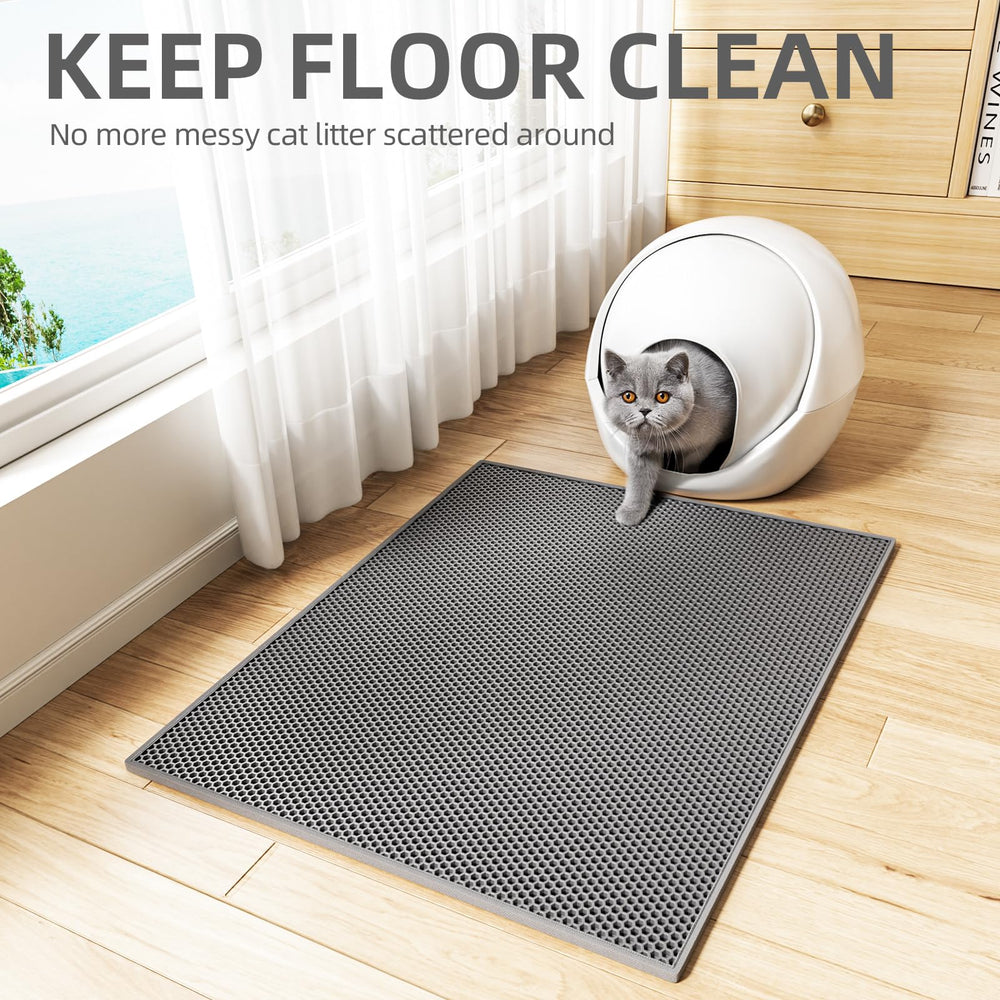 ESTHELLO Cat Litter Mat Large — large coverage reduces scattered litter.