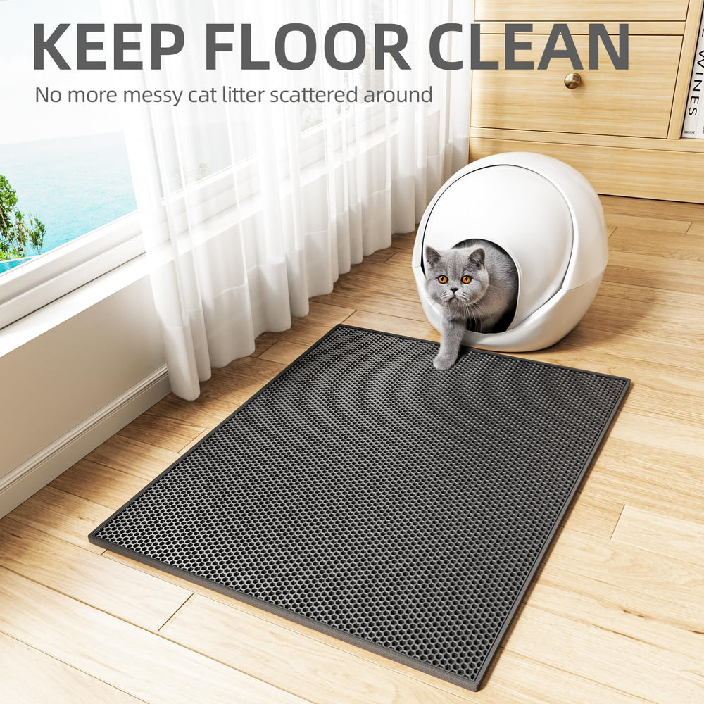 ESTHELLO cat litter mat large under bowls setup eases spills control.