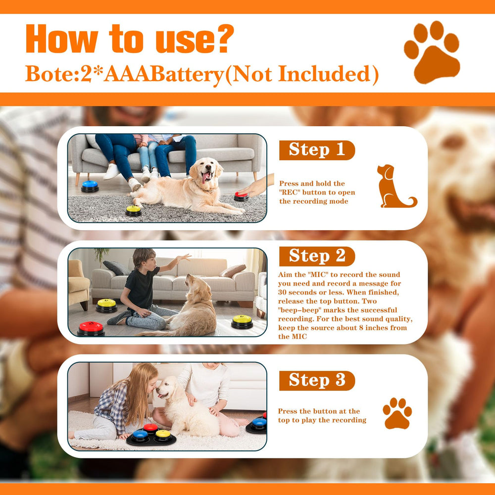 Pet uses ESYELEC buttons during training with guidance from the owner