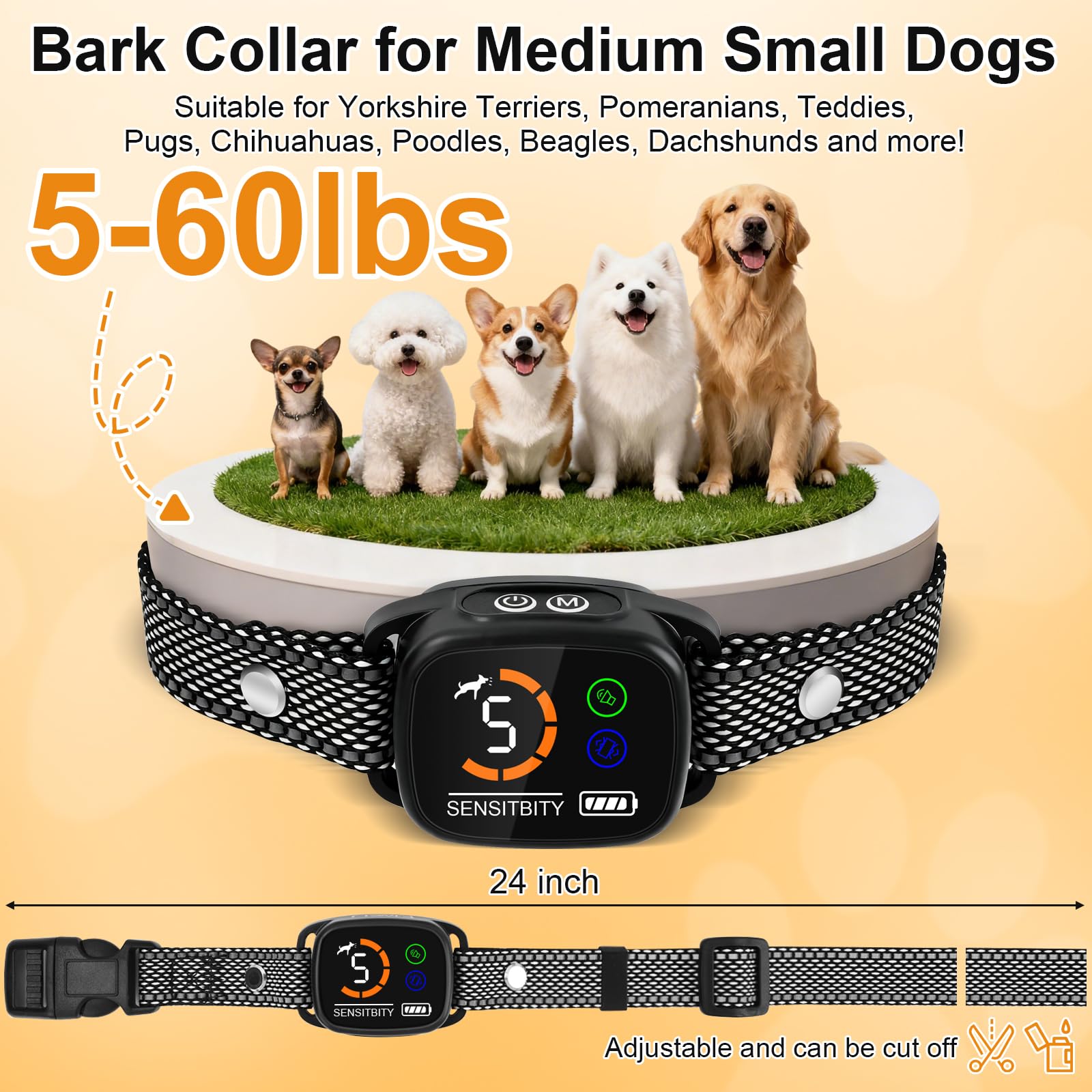 ETACCU bark collar LCD display helps monitor battery and mode for easy training
