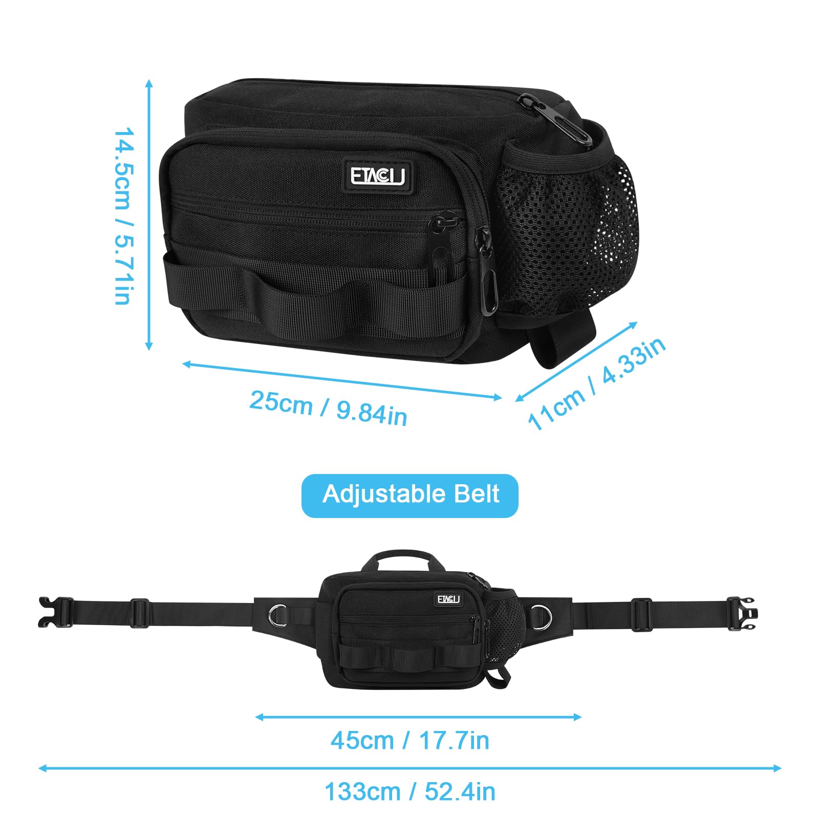 ETACCU hands-free waist belt provides secure control during runs
