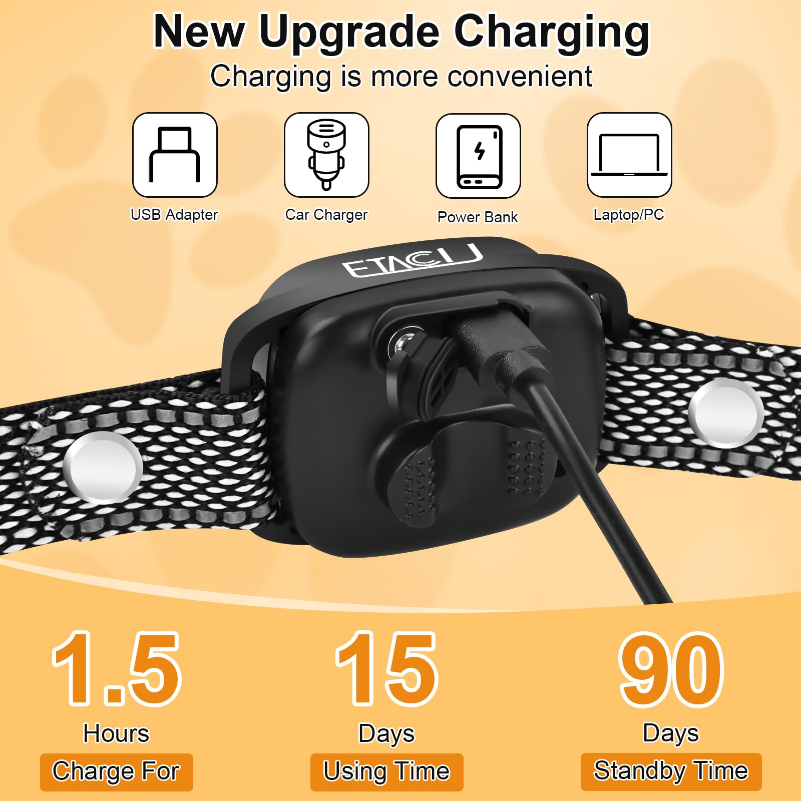 ETACCU IP67 waterproof bark collar for all weather