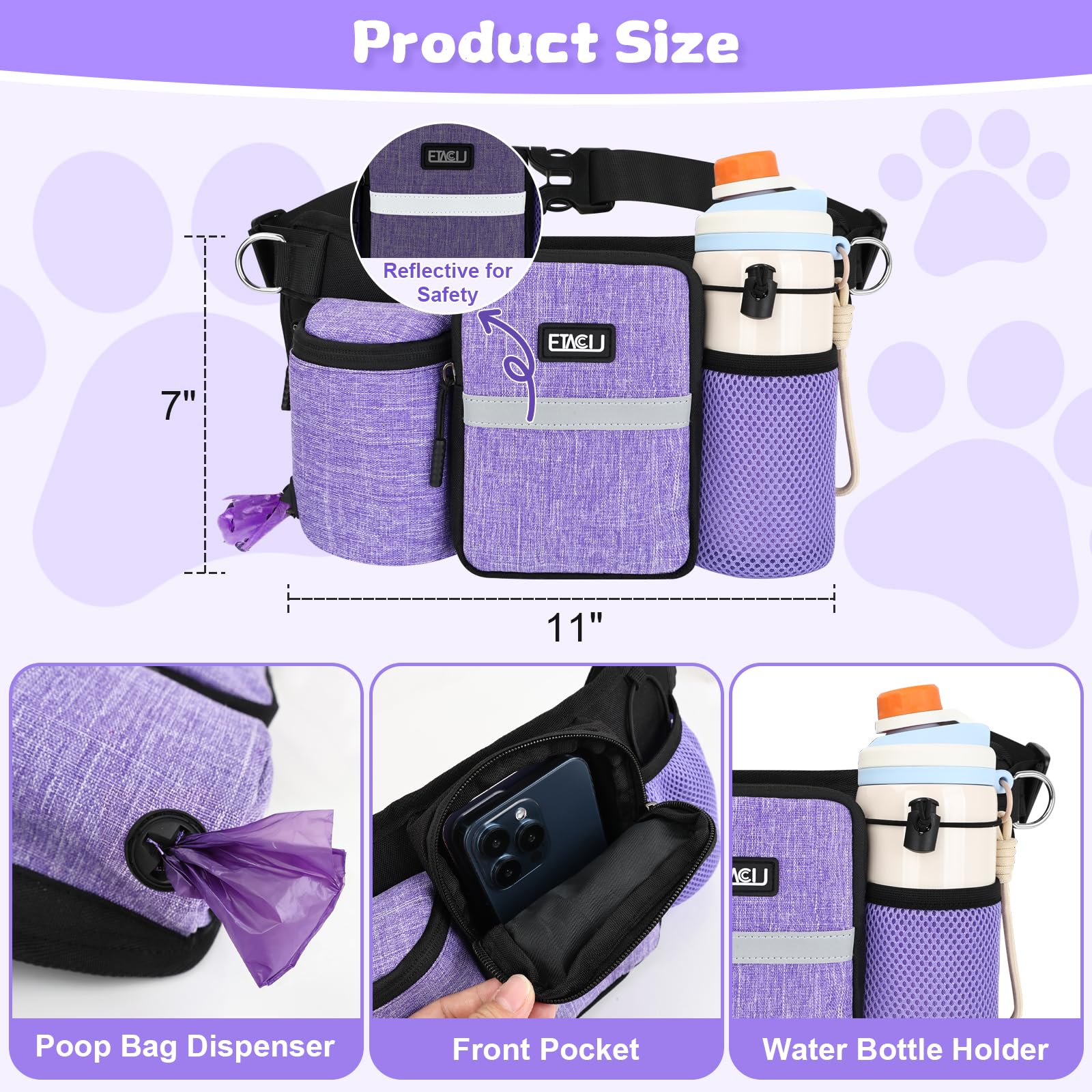ETACCU zipper pouch waist belt keeps essentials accessible during walks