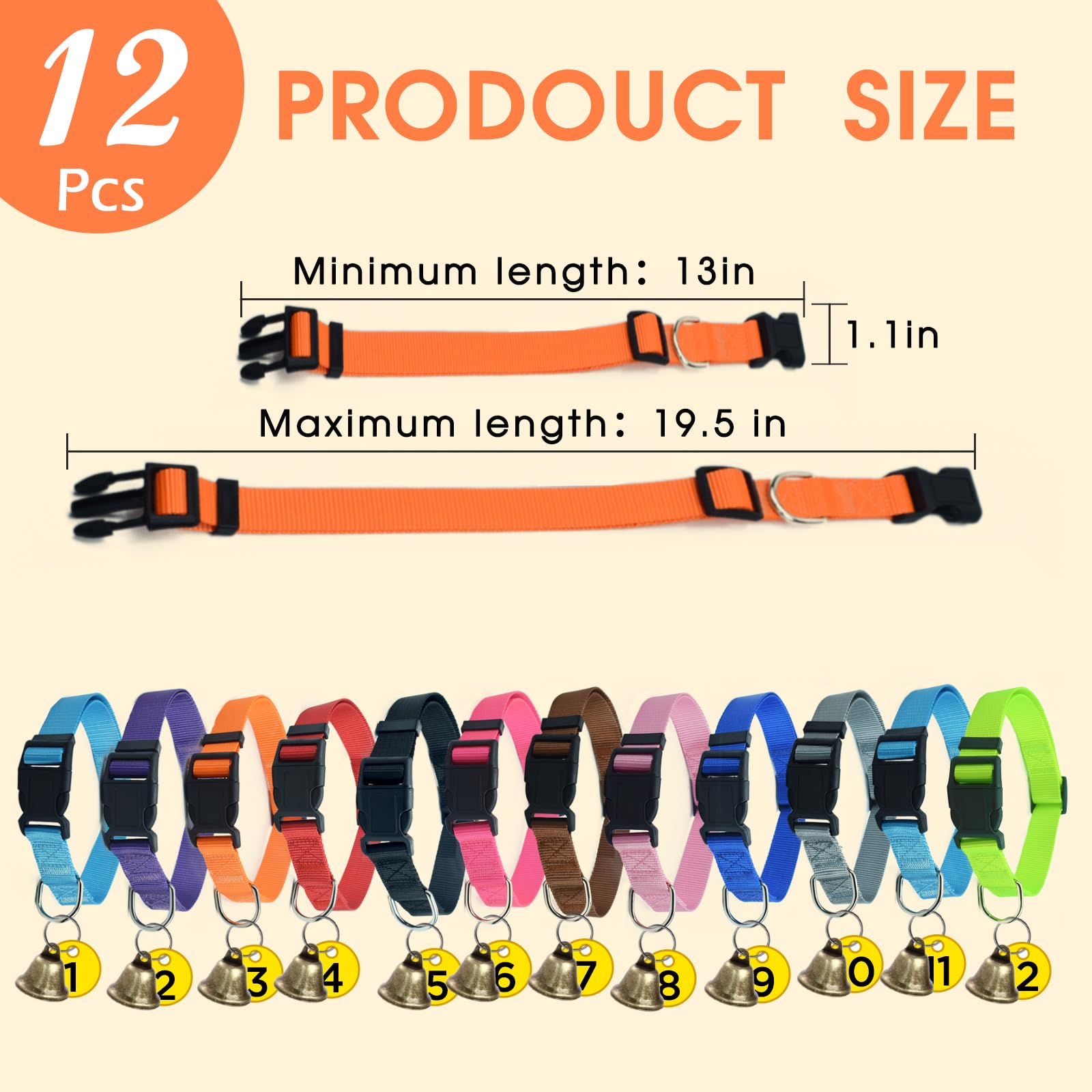 ETCYAOXIN adjustable nylon goat collar demonstrates flexible 13–19.5 inch fit for diverse animals.
