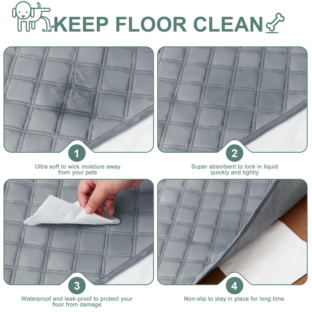 Eterish 36x48 training pad absorbing liquids to keep floors dry.
