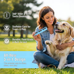 Eternalyme Bite and Brush toy top view highlights its inviting design for dogs