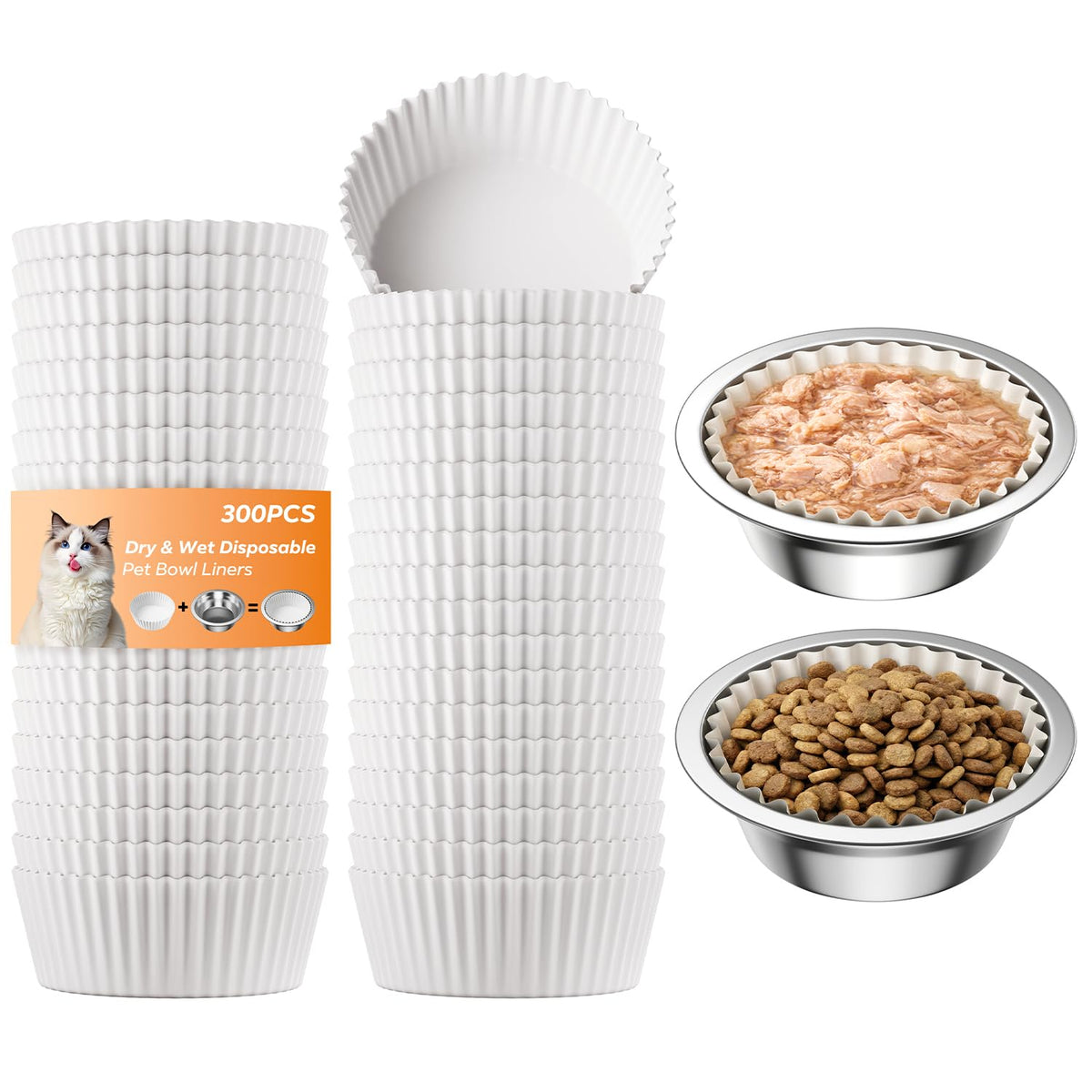 Etersky disposable pet bowl liner pack 300 counts keeps bowls clean and hygienic.