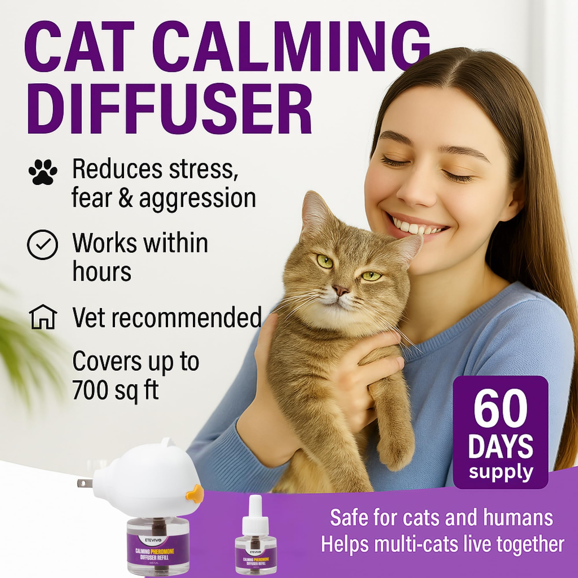 ETEVIVO four-pack refills provide ongoing comfort for your cat over months.