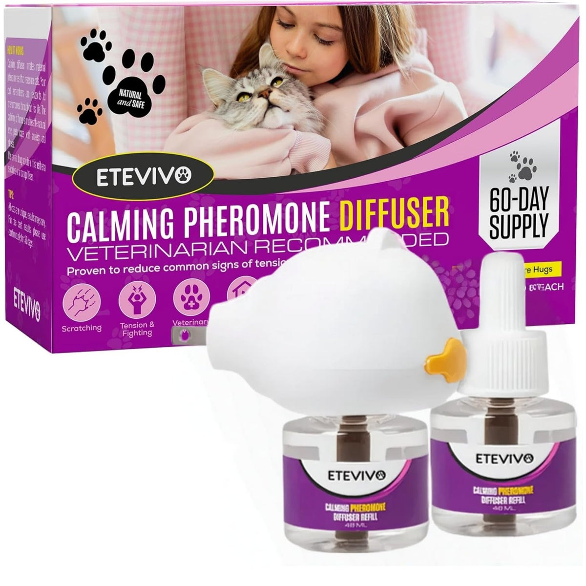 ETEVIVO cat pheromones diffuser front view for calm room
