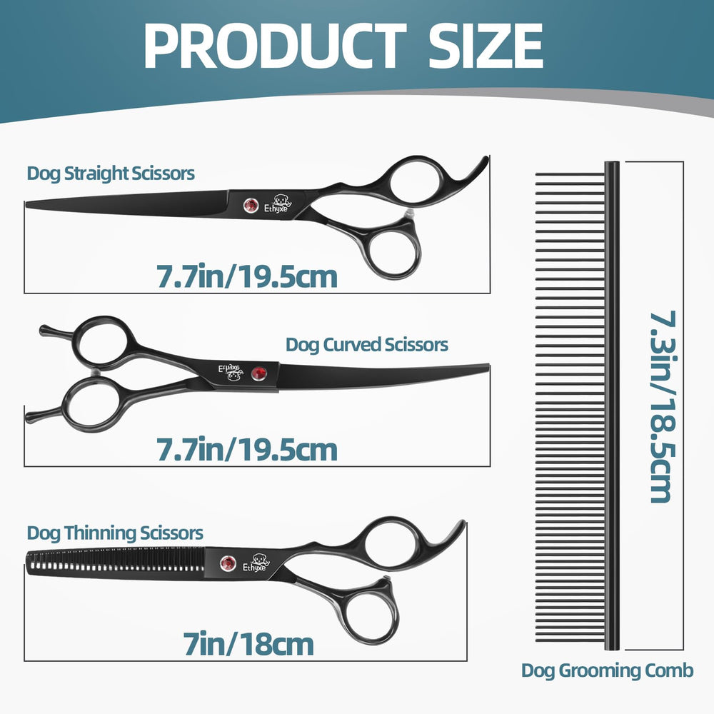 Ethyxe 7.0 curved dog scissors designed for seamless contouring and clean lines.