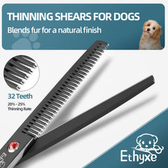 Ethyxe 7.0 dog-cat grooming comb facilitates detangling and prep before trimming.
