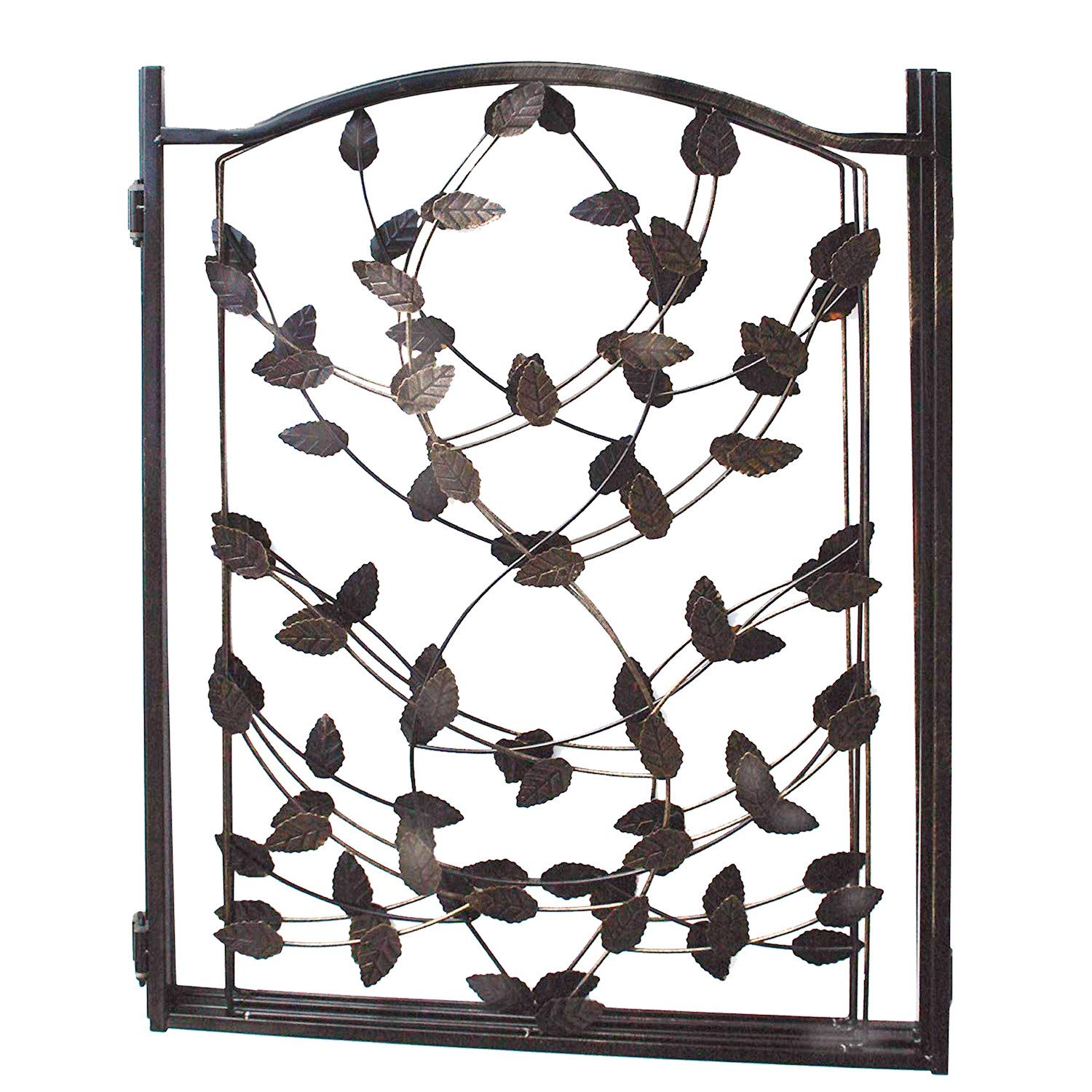 Etna Leaf Design pet gate folded flat for compact storage behind a couch.