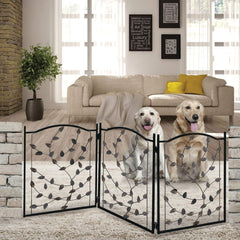 Etna Leaf Design metal pet gate panel open showing 53-inch width for doorways.