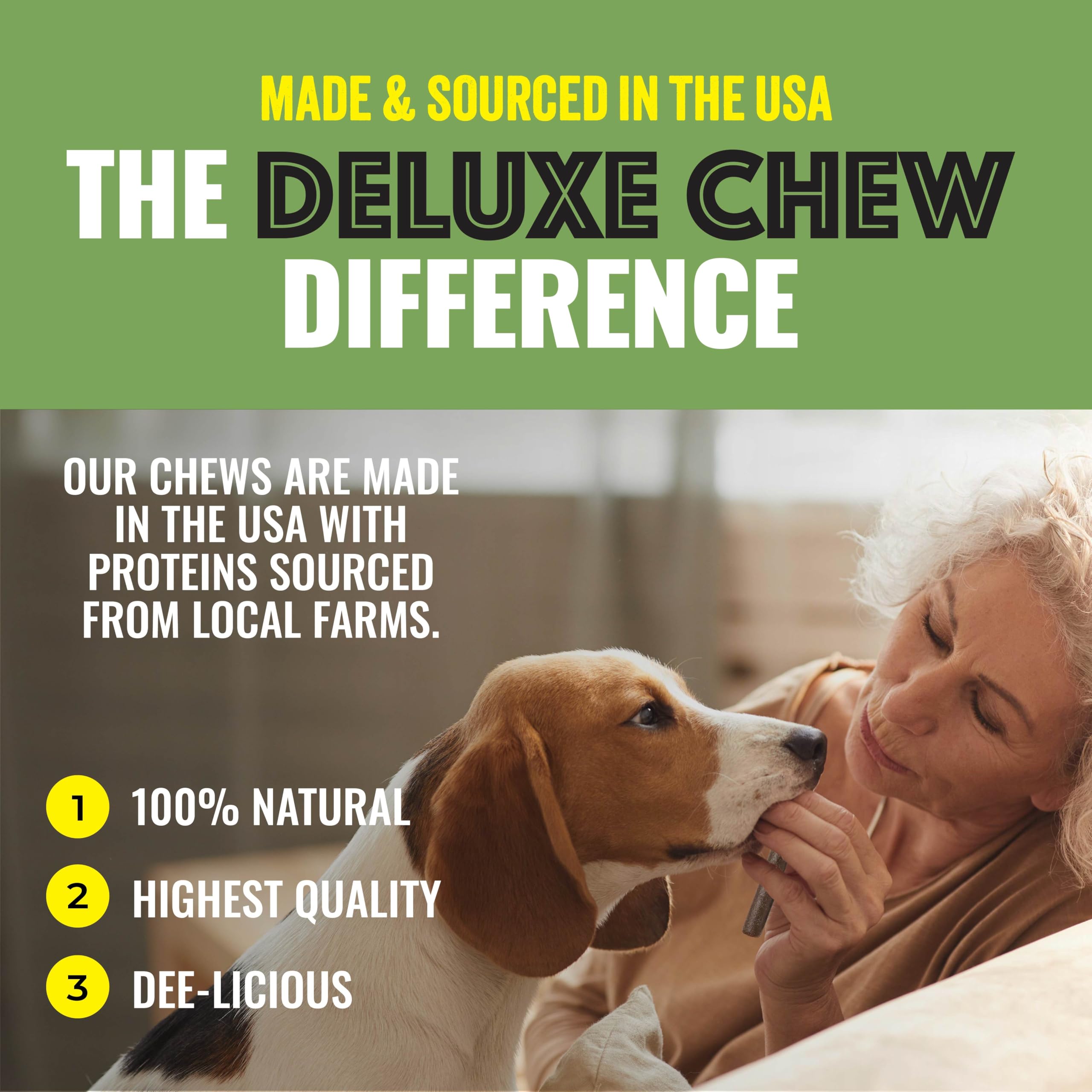 etta says! deluxe crunch dog chews 7inch dog chewing action demonstrates engagement.