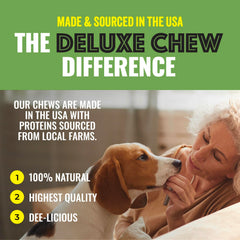 etta says! deluxe crunch dog chews 7inch dog chewing action demonstrates engagement.