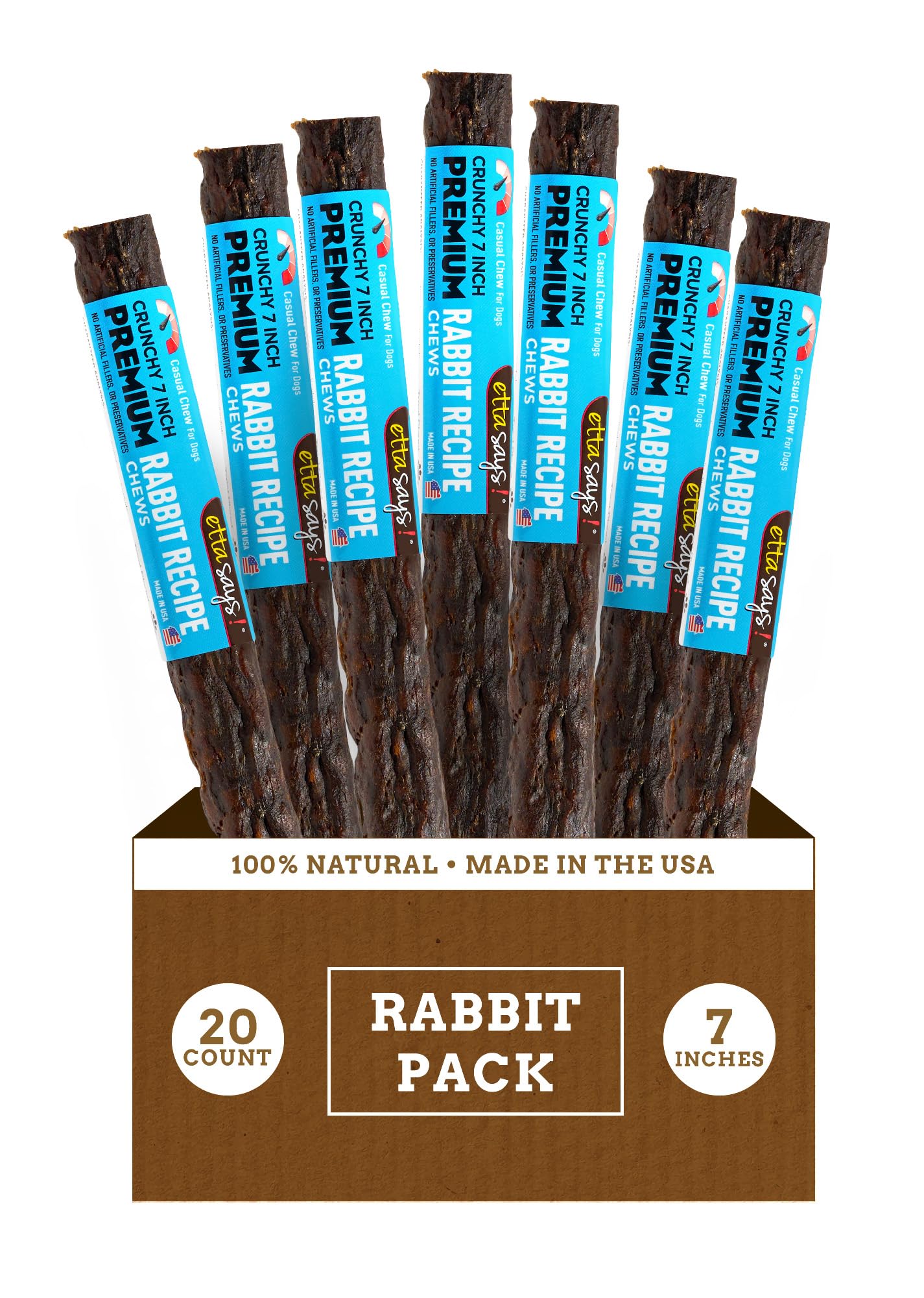 etta says premium 7-inch rabbit dog chew for long-lasting entertainment
