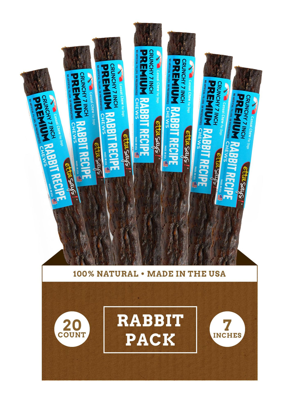 etta says premium 7-inch rabbit dog chew for long-lasting entertainment