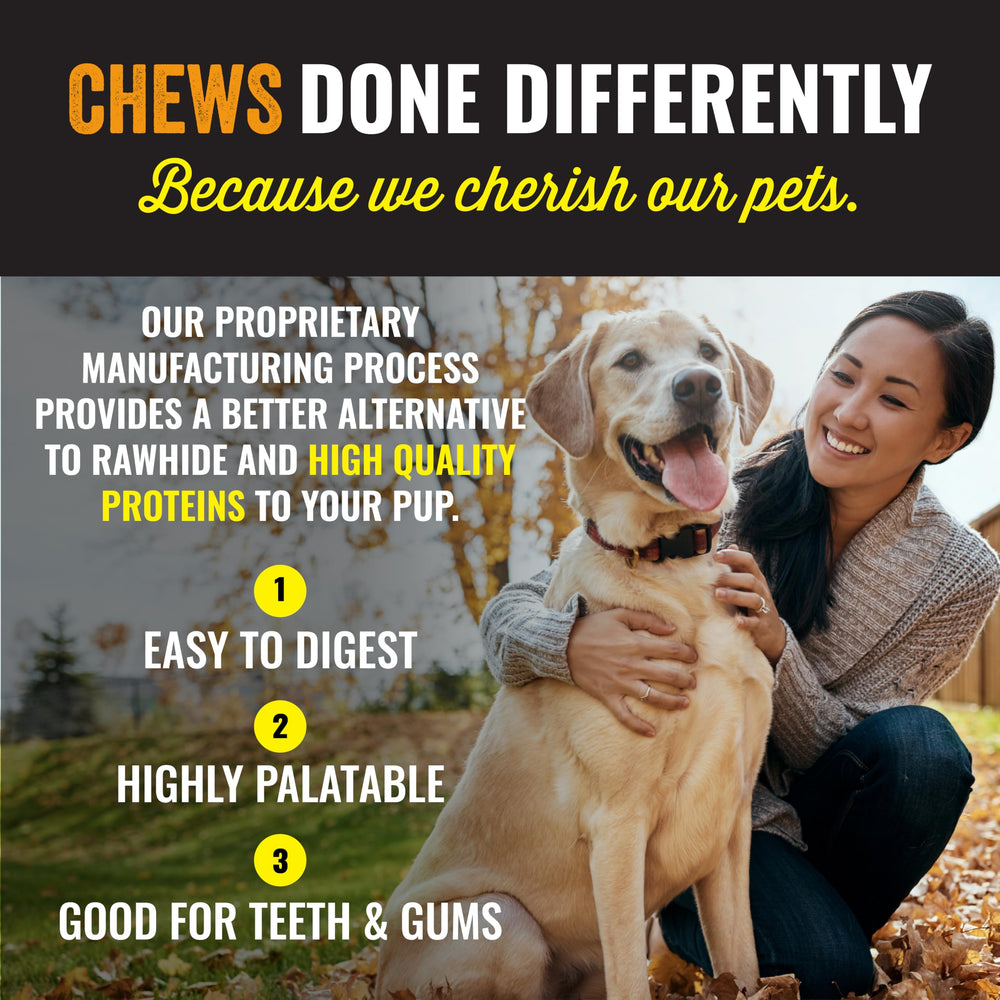 Etta Says Premium Crunchy Dog Chews 7-inch Deer pack promotes clean teeth and protein-rich snack.