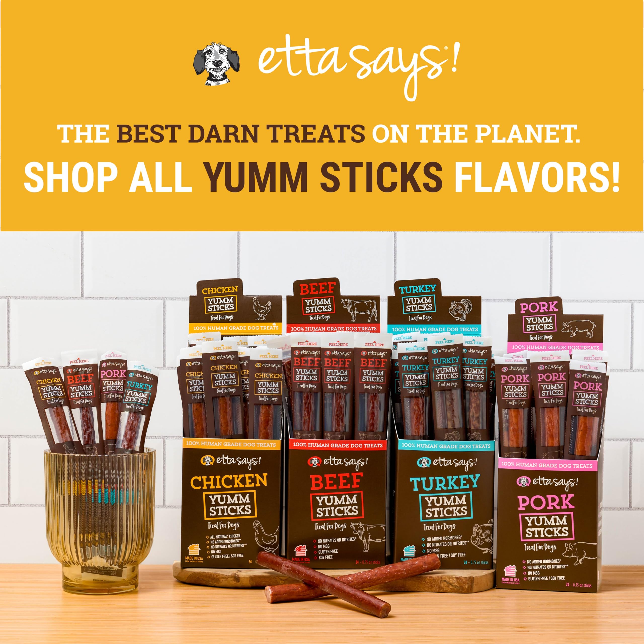 Etta Says Yumm Sticks feature high-protein chicken and natural ingredients.