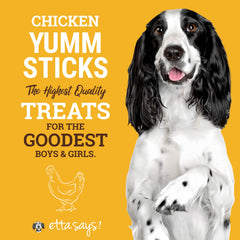 Etta Says Yumm Sticks chicken jerky in easy-to-break pieces for training.