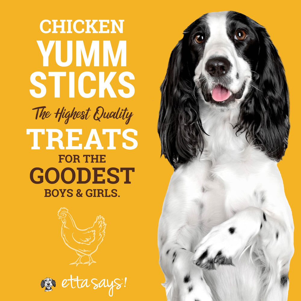 etta says! Yumm Sticks close-up texture; 95% meat for tasty, protein-rich snacking.
