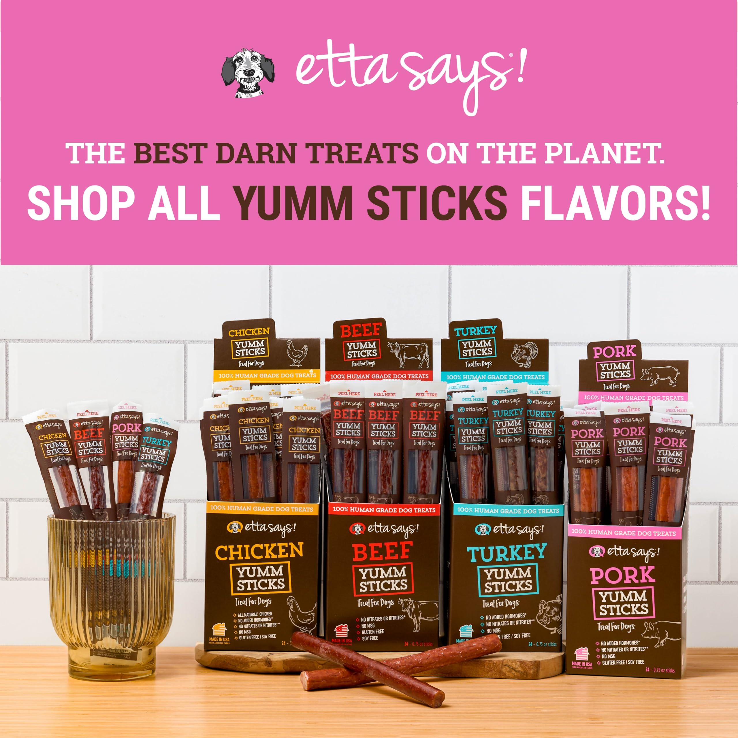 etta says Yumm Sticks dog snack for daily rewards