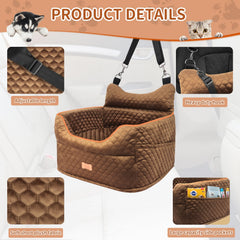 EUHAMS dog car seat adjustable leash snap hook keeps pets safely in place.