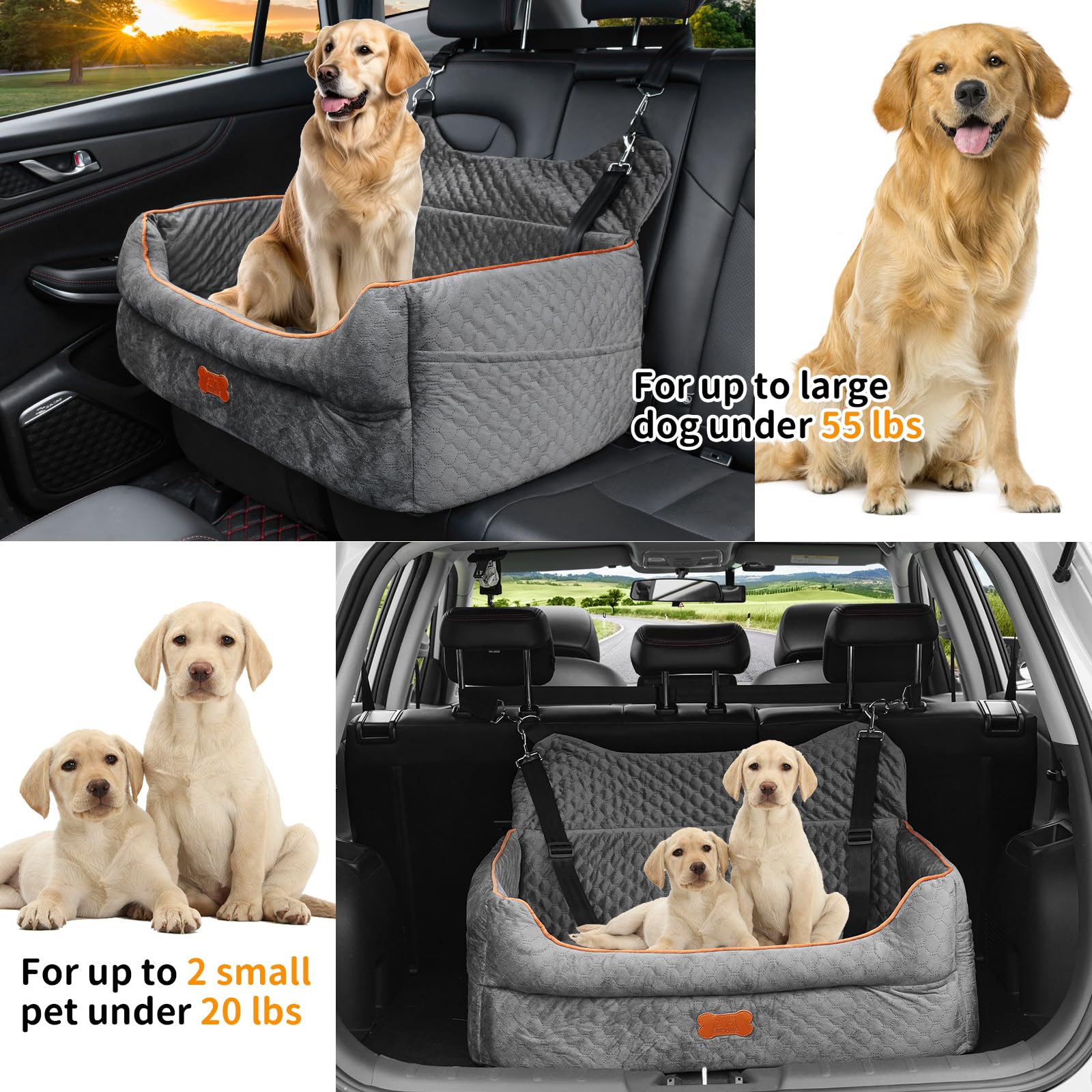 EUHAMS dog car seat edge bolster keeps pets safely in place