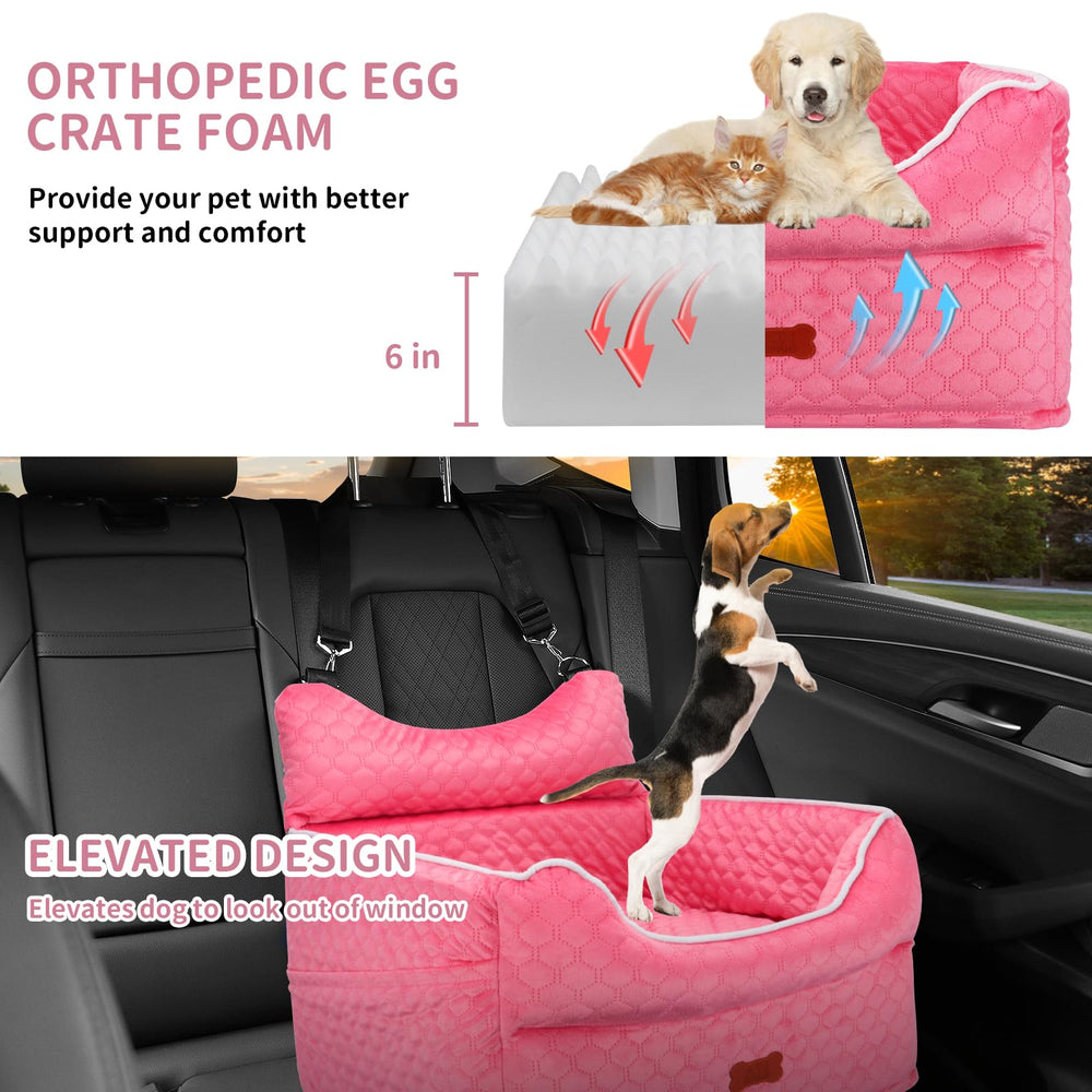 EUHAMS dog car seat pink compact keeps small pets secure and comfy on trips.