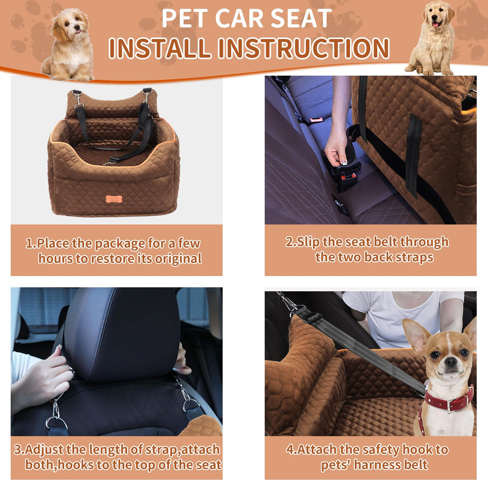 EUHAMS dog car seat soft velvet fabric provides breathable, cozy nap spots.