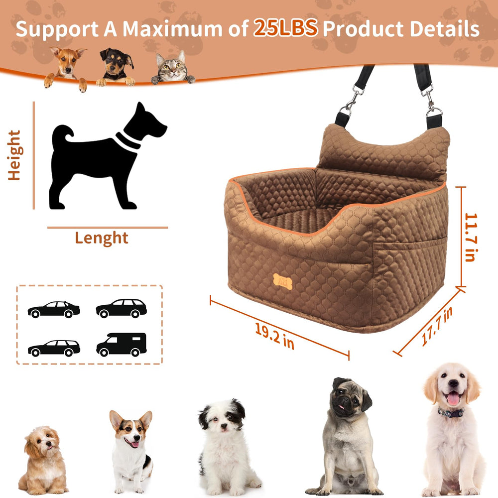 EUHAMS dog car seat with pockets keeps essentials within reach during trips.