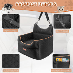 EUHAMS dog seat belt attachment demonstrates secure restraint during rides.