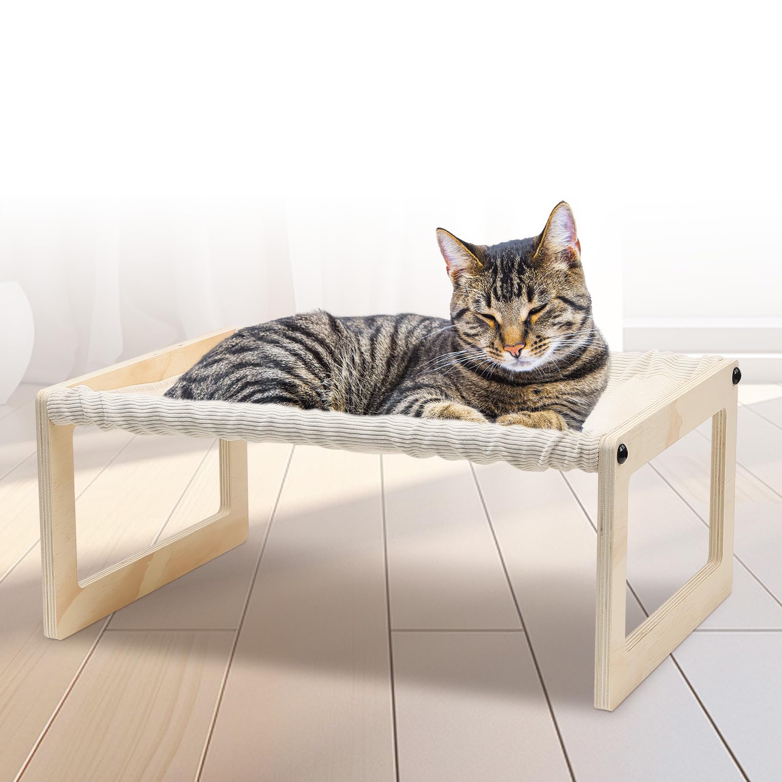 euijoip cat bed with wooden hammock top view for cozy elevated lounging