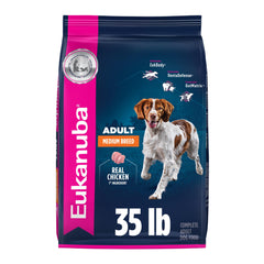 Eukanuba Adult Medium Breed Dry Dog Food bag showing complete nutrition for medium dogs