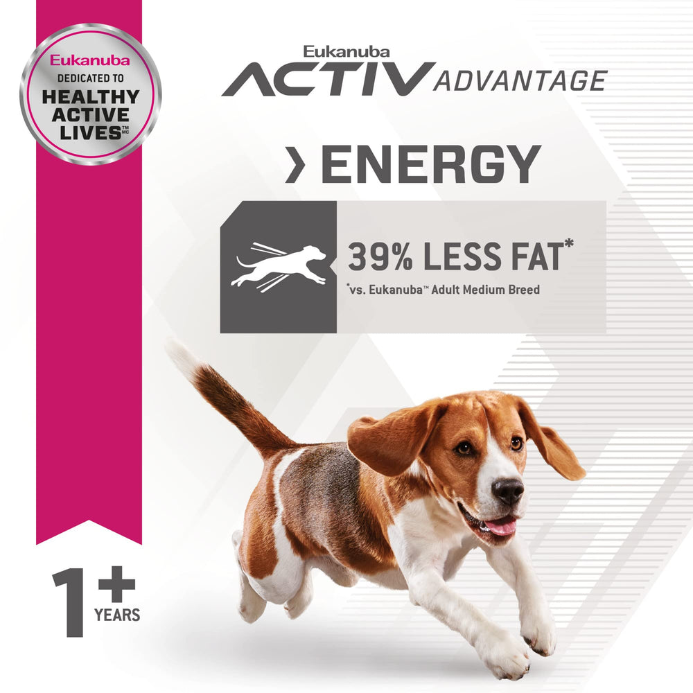 Eukanuba Fit Body Weight Control lean-muscle illustration suggests joint-support benefits.