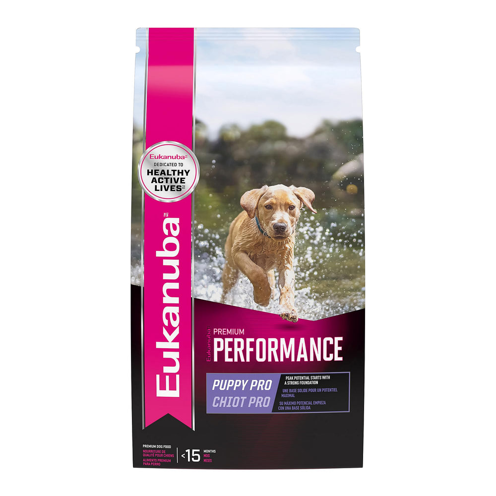 Eukanuba Premium Performance Pro Puppy Dry Food bag, premium formula for growing puppies.