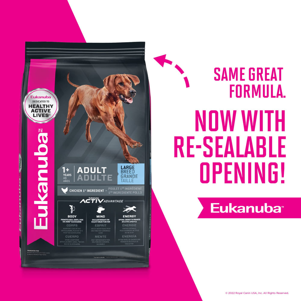Close-up of kibble in Eukanuba formula supporting lean muscle growth.