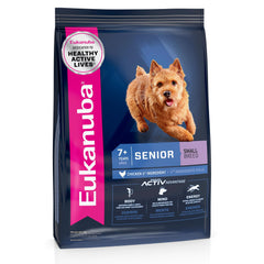 Eukanuba Senior Small Breed dry dog food bag 4-5 lb for easy, fresh daily meals.