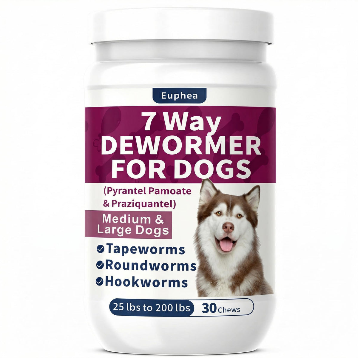 Euphea 7-Way Dewormer packaging shows vet-tested canine protection