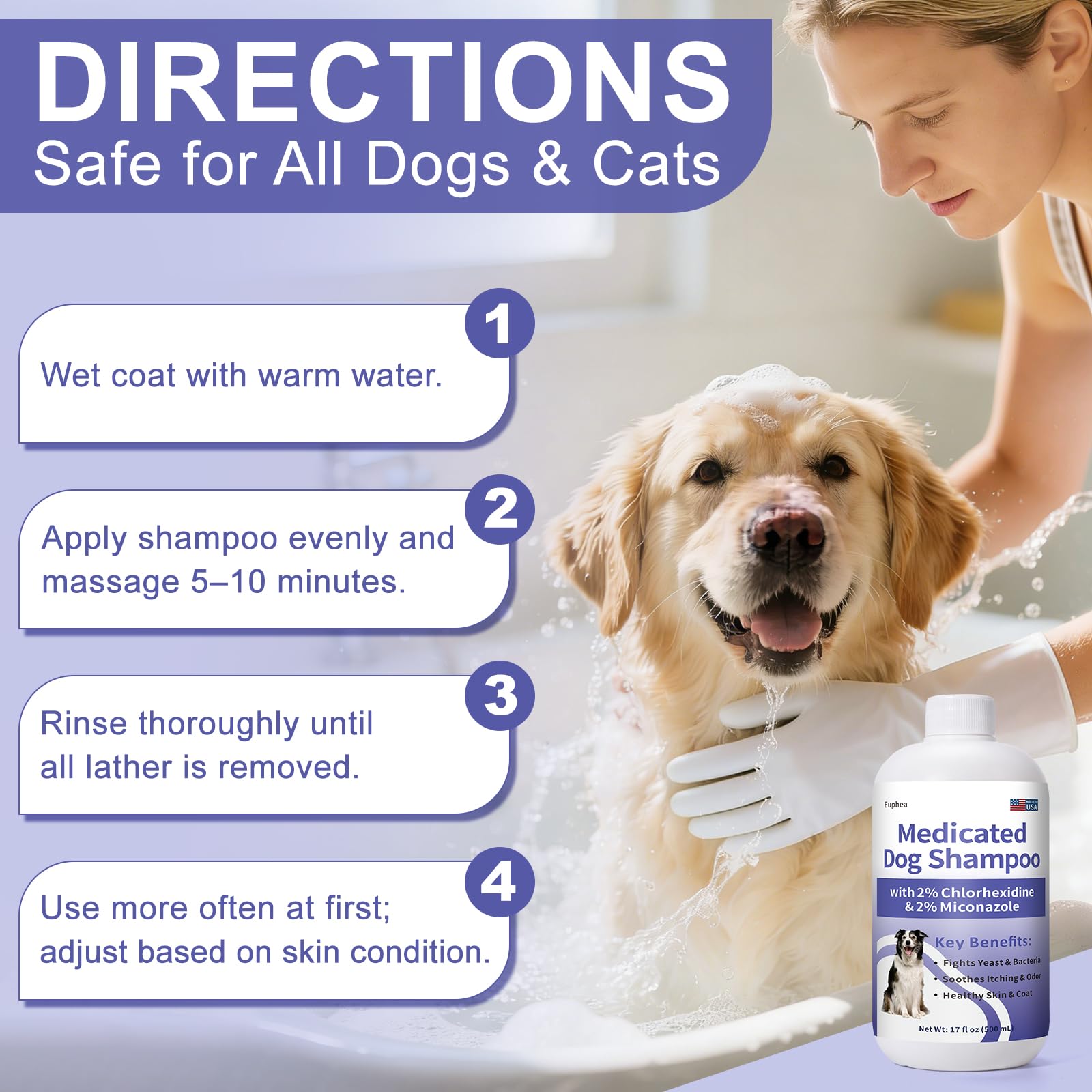 Euphea safe for dogs and cats during regular grooming sessions.
