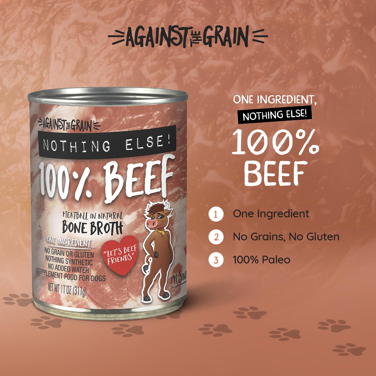 Evanger's beef dog food in a bowl ready to serve as a topper.